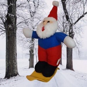 Leisure Products Blue Santa Claus on Yellow Snowboard Plush Stuffed Animal